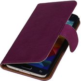 Wicked Narwal | Echt leder bookstyle / book case/ wallet case Hoes voor HTC One Mini M4 Paars