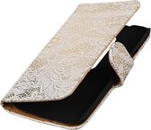 Wicked Narwal | Lace bookstyle / book case/ wallet case Hoes voor Motorola Moto G (3nd Gen) 2015 Wit
