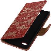 Wicked Narwal | Lace bookstyle / book case/ wallet case Hoes voor Huawei Huawei Ascend Y560 / Y5 Rood