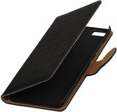 Wicked Narwal | Croco bookstyle / book case/ wallet case Hoes voor Xiaomi Mi 5 Zwart