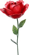 Tuinsteker - Metaal - Rode roos - bloem - 83 cm hoog - voor in de tuin