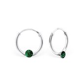 Aramat jewels ® - 925 sterling zilveren kinder oorringen met groene kristal