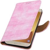 Wicked Narwal | Lizard bookstyle / book case/ wallet case Hoes voor Samsung Galaxy J5 (2017) J530F Roze
