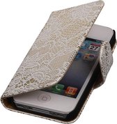 Wicked Narwal | Lace bookstyle / book case/ wallet case Hoes voor iPhone 4 Wit
