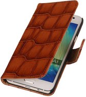 Wicked Narwal | Glans Croco bookstyle / book case/ wallet case Hoes voor Samsung galaxy a3 2015 Bruin