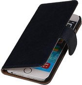 Wicked Narwal | Echt leder bookstyle / book case/ wallet case Hoes voor iPhone 6 Plus Donker Blauw