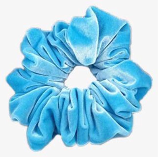 IRSA Scrunchie Velvet Sky Blue - bigoudi - Elastique à cheveux - Accessoire cheveux (1 pièce)
