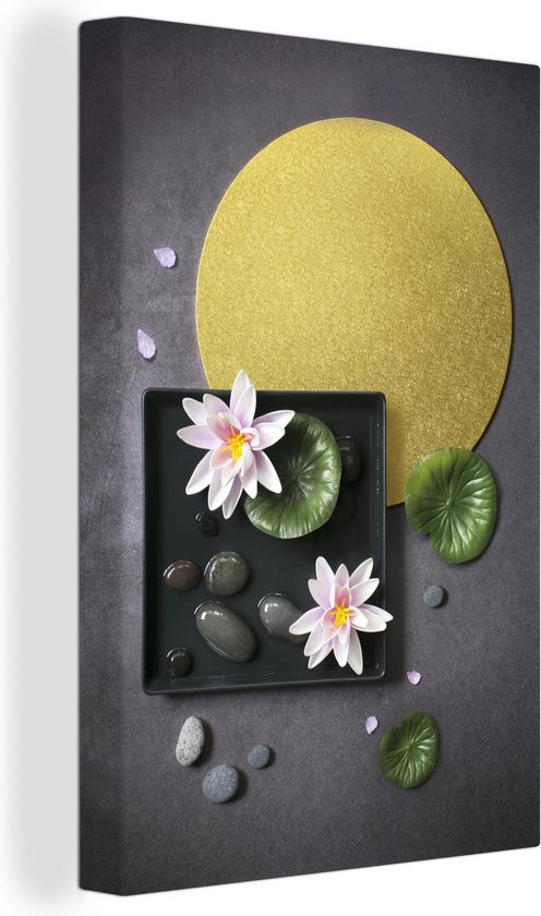 Canvas Schilderij Flat lay zen tuin - 80x120 cm - Wanddecoratie