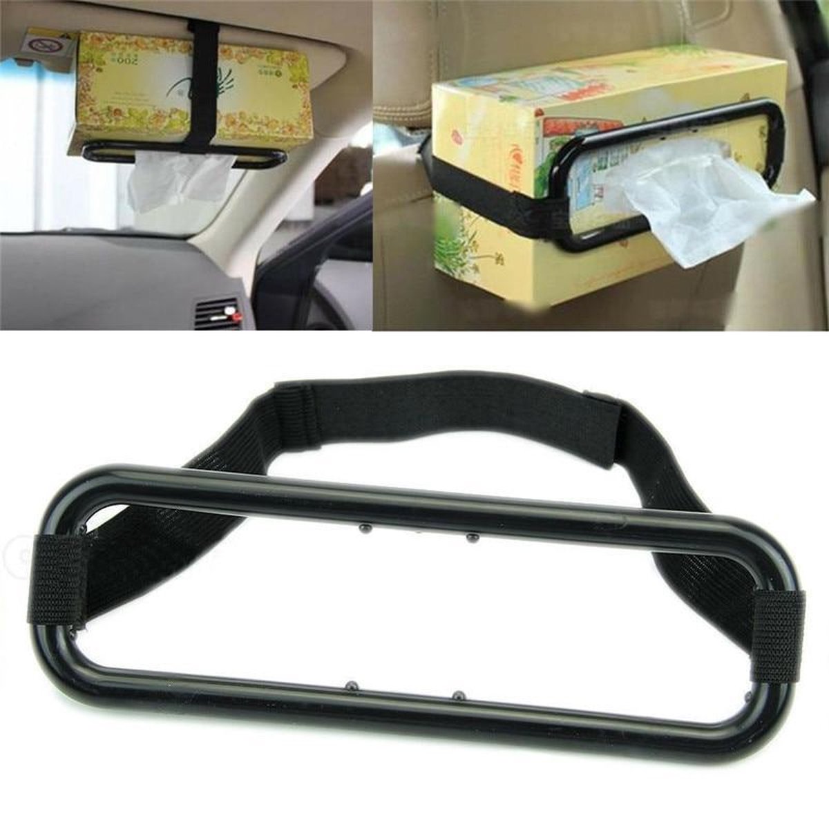 QHCP Boîte à mouchoirs pour accoudoir de voiture - Sac à mouchoirs pour  siège arrière - Pare-soleil - Boucle à suspendre - Sac en cuir -  Accessoires