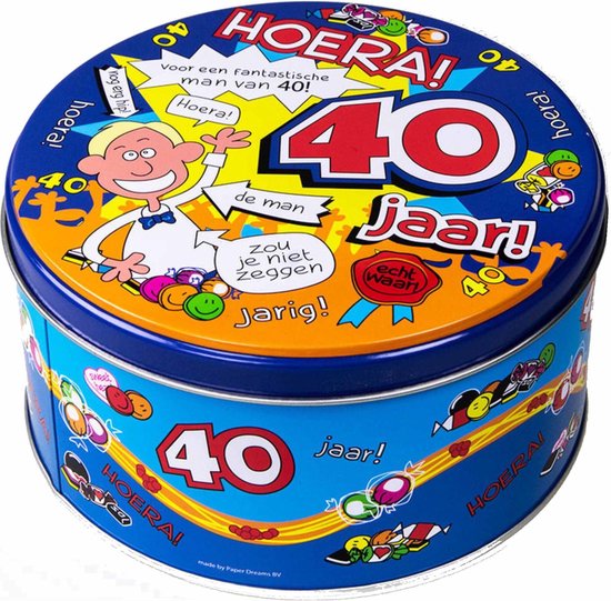 Boîte de bonbons / boîte de rangement 40 ans pour homme 14 x 7,5 cm - 40e  anniversaire... | bol.com