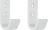 4x Luxe kapstokhaken / jashaken wit - hoogwaardig aluminium - laag model - 5,4 x 3,7 cm - witte kapstokhaakjes / garderobe haakjes