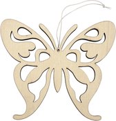 1x Vlinders ophang decoratie van hout - 16,5 x 14 cm - Decoratie vlinders - Dieren ornamenten