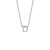 Cadeau voor haar New Bling 9NB 907D Zilveren Ketting Dames - letterhanger - D - Zilverkleurig