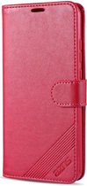 AZNS Xiaomi Redmi 9C Hoesje Wallet Book Case Kunst Leer Rood