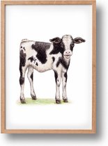 Poster kalfje - A4 - mooi dik papier - Snel verzonden! - boerderij - dieren in aquarel - geschilderd door Mies