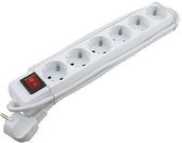 SOCKETS Stekkerdoos 6-voudig - 1,5 meter - Met randaarde - 3 x 1 mm2 snoer - Wit