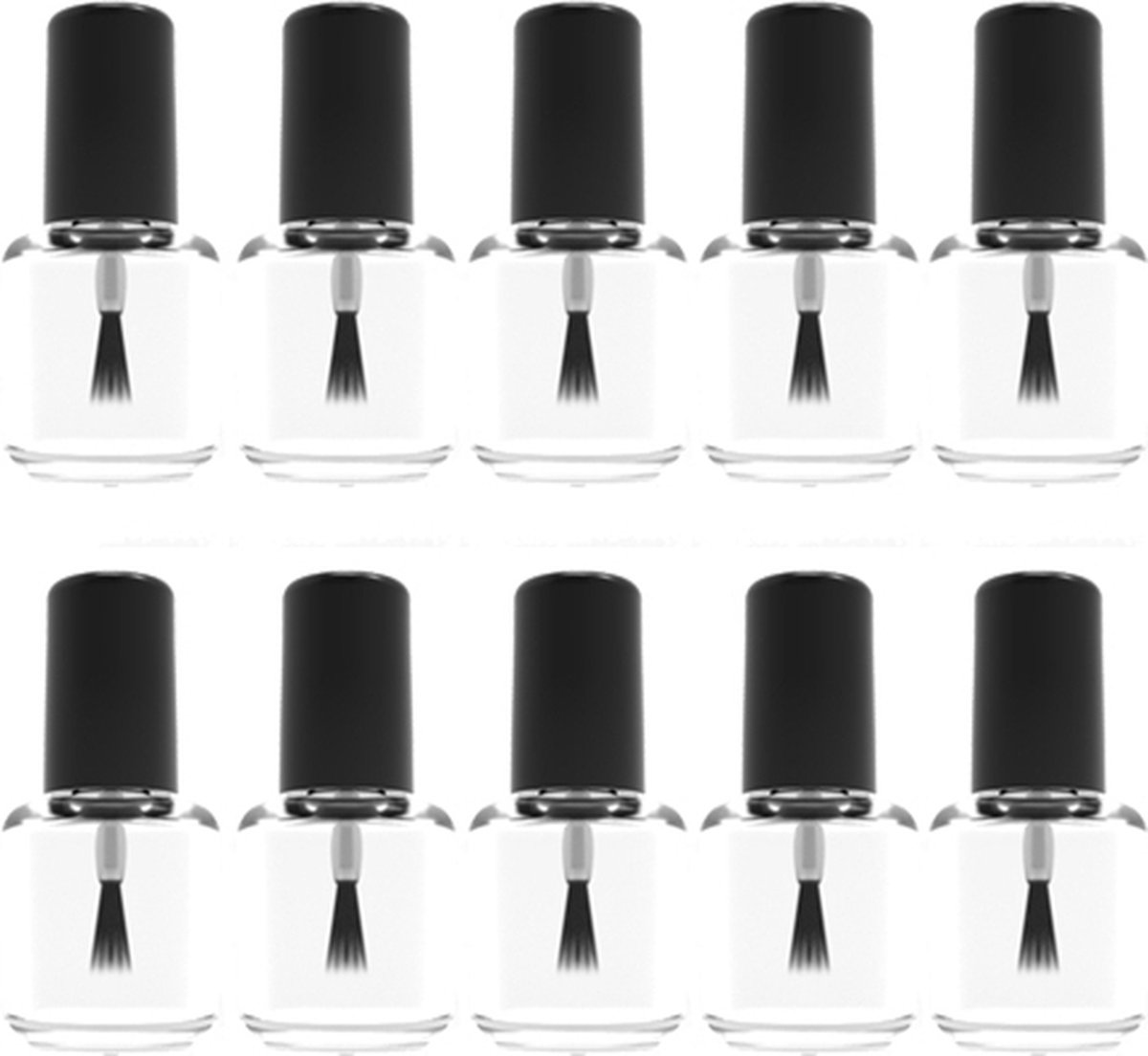 Goedkoopste 10x glazen nagellak flesje / glazen flesje, 5 ml, voor te vullen met zelf gemengde nagellak. Ook voor andere doeleinden zoals precieze applicatie van medicinale zalf.