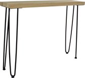 Sidetable industrieel met massief eiken 80 x 30 x 75 cm met zwarte duo hairpin poten - Wandtafel - Haltafel - Sidetable zwart