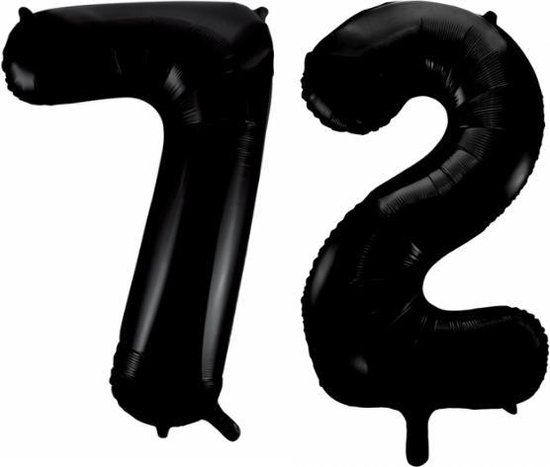 Folieballon 72 jaar zwart 41cm