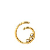 Lucardi Dames Stalen seamless piercing goldplated kristal - Piercing - Cadeau - Staal - Goudkleurig