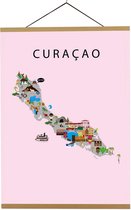 Kaart van Curaçao | B2 poster | 50x70 cm | Roze | Maison Maps