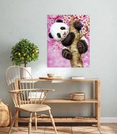 JDBOS ® Peinture par numéro avec cadre (bois) - Panda dans un arbre - Peinture adultes - 40x50 cm