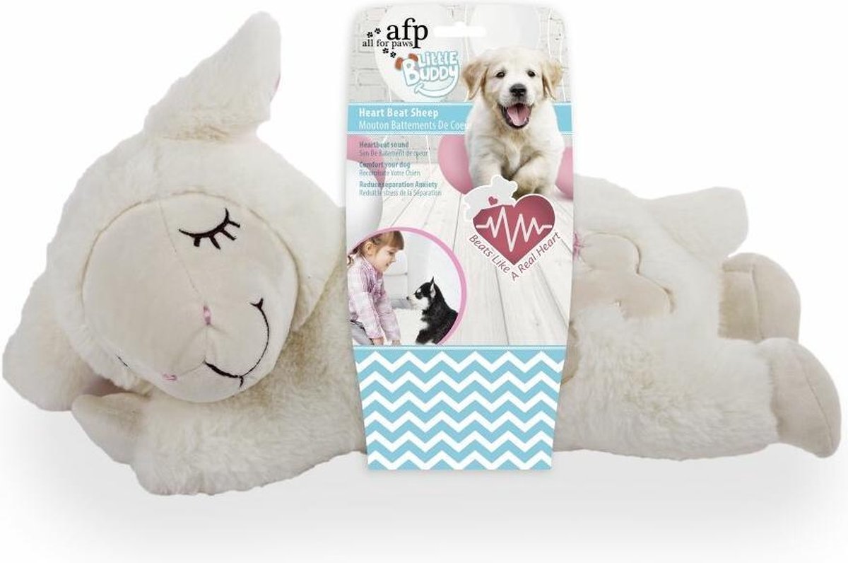 All For Paws Heart Beat Sheep Puppyknuffel - Pluche - Verlatingsangst - Inclusief hartslag - All for Paws