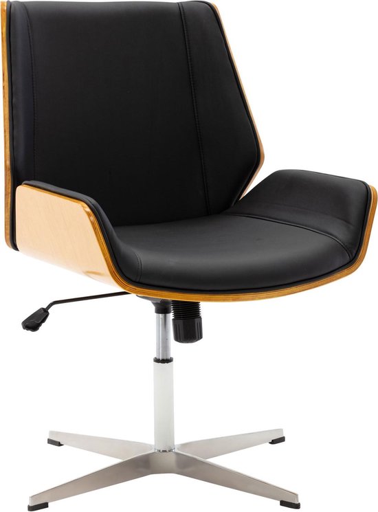 Chaise visiteur - Chaise de bureau - Fonction d'inclinaison - Simili cuir - Zwart/ Naturel