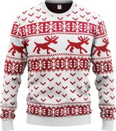 JAP Foute kersttrui - Hipster rendier met motieven - Kerst - Dames en heren - Kerstcadeau - L - Wit Rood