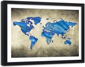 Foto in frame , wereld in Blauwe tinten , 120x80cm , wanddecoratie , Premium print
