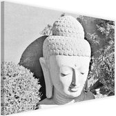 Schilderij Boeddha hoofd, 2 maten, zwart-wit, premium print