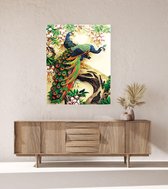 JDBOS ® Schilderen op nummer Volwassenen met frame (hout) - Pauwen in de boom - Verven volwassenen - 40x50 cm