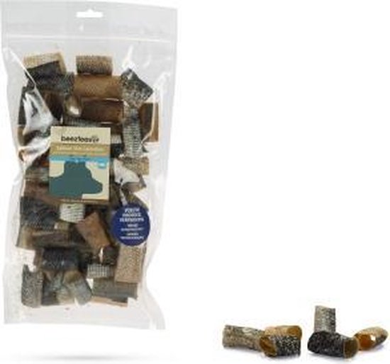 Foto: Beeztees zalmhuid canellies hondensnack hondensnack 150 gram