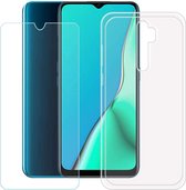 Silicone hoesje transparant met 2 Pack Tempered glas Screen Protector Geschikt voor: OPPO A9 2020