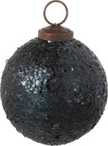 J-Line Kerstbal Glitter Glas Groen Small 6 stuks