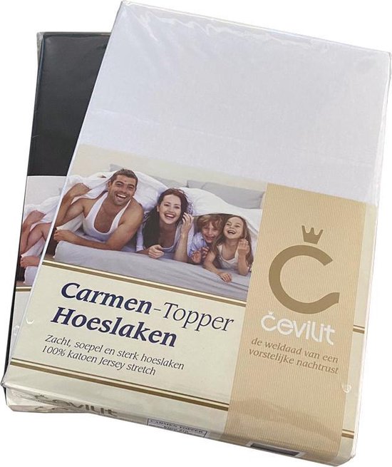 Topper Hoeslaken Carmen 1 persoons Crème Jersey 90/200
