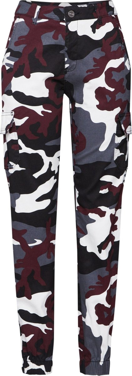 Urban Classics High Waist Camo Cargobroek Taille 27 inch Rood