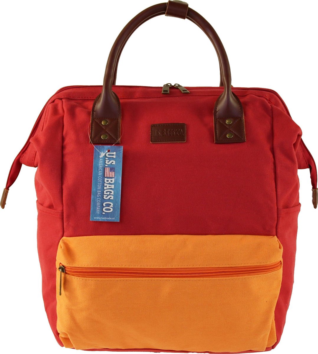US Bags Canvas rugzak met laptopvak rood/oranje | bol.com
