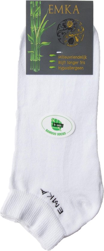 EMKA - Happy Sock - Chaussettes de cheville/baskets en Bamboe unisexe 4 paires - Wit
