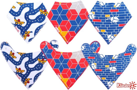 Bandana slabbetjes baby KliederZ - Stoere kwijlslabben Jongens - 3 stuks Puntslabbers Racing bananas blauwe print print - BB06b van $ — afbeelding 3