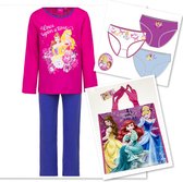 Disney Princess cadeau set pyjama + tas + onderbroekjes (3 stuks) fuchsia maat 98