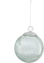 J-Line Kerstbal Glas Crackle Mint Medium 4  stuks