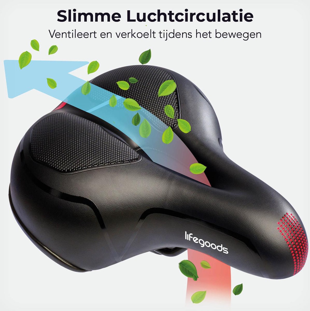 LifeGoods Gel Fietszadel - Dames / Heren - Ventilerend - Met Waterdichte  Zadelhoes - Zwart | bol.com