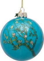 Bauble glass Van Gogh blue w/almond blossom H8cm w/box