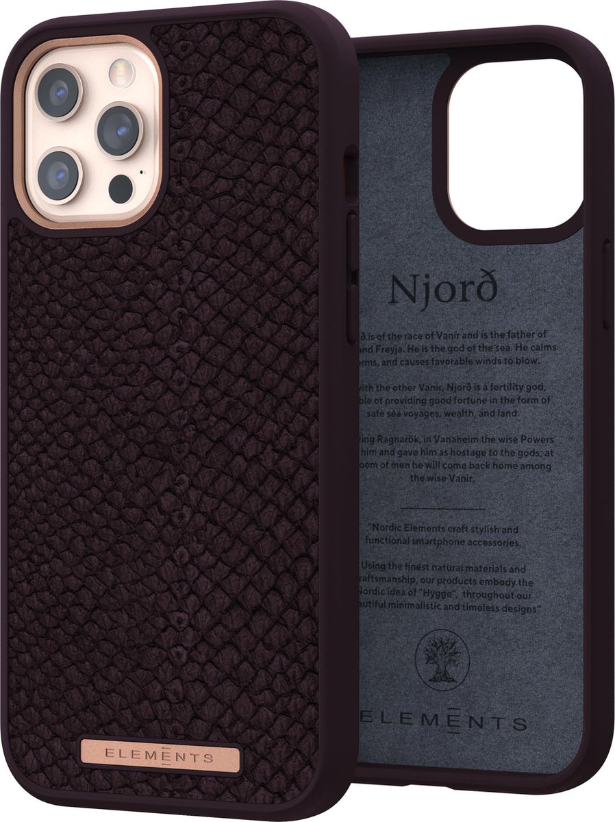 Njord byELEMENTS iPhone 12 Pro Max hoesje - Back Cover Telefoonhoesje van zalmleer - Paars