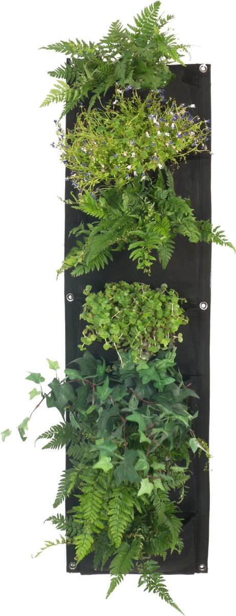 Verticale Tuin met Waterdichte Achterkant - 7x Vakken - 30x110cm - Geschikt voor verticaal tuinieren binnen en buiten - Zwart - Duurzaam vilt