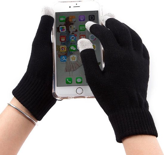 Touchscreen Handschoen Zwart - Smartphone Handschoen - One Size - 2 Paar