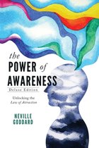 De voorkant van het boek 'The Power of Awareness' van Neville Goddard, met een silhouet van een hoofd waaruit kleurrijke golven van bewustzijn opstijgen.