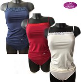 Lydia 3-pack dames Spaghetti hemdjes rood/creme/blauw maat XL