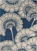 Florence Broadhurst - Japanese Floral 39708 Vloerkleed - 200x280  - Rechthoek - Laagpolig Tapijt - Klassiek - Beige, Blauw
